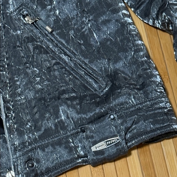 Jamie Sadock Black and Silver Crinkle Moto Jacket - Picture 3 of 7